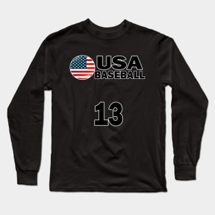 USA Baseball Number 13 T-shirt Design Long Sleeve T-Shirt